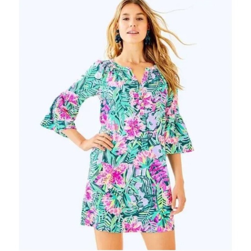 Lilly Pulitzer Teigen Tunic Dress Slathouse Soiree Print Pima Cotton Size S